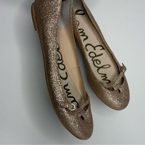 Sam Edelman Leena Ballet Flats Glittery Rose Gold Size 8.5